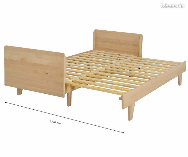 Lit gigogne ado avec matelas - Nature, bois massif (image 1)