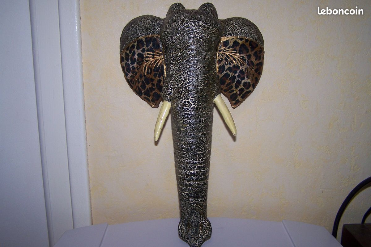 Tête éléphant bois (image 3)