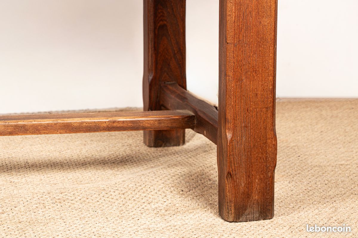 Grande table à manger brutaliste en Orme massif esprit Olavi Hanninen 1960 (image 2)