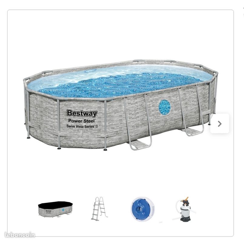 Piscine, plastique BESTWAY, ovale L.4.88 x l.3.05 x H.1.07 m (image 1)