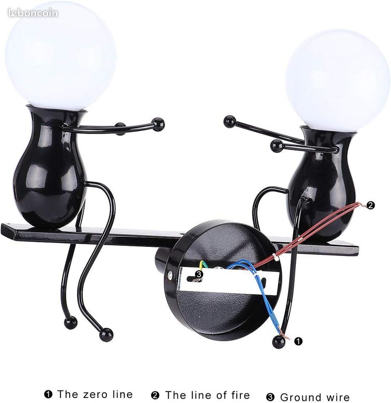 KAWELL Humanoïde Créatif Lampe Murale LED Moderne Applique Murale Simple LED Lampe de Mur Art Déco Max 60W E27 Base Fer (image 4)