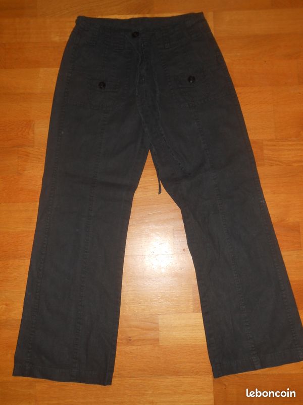 Pantalon femme La city T 34 en toile noir (image 1)