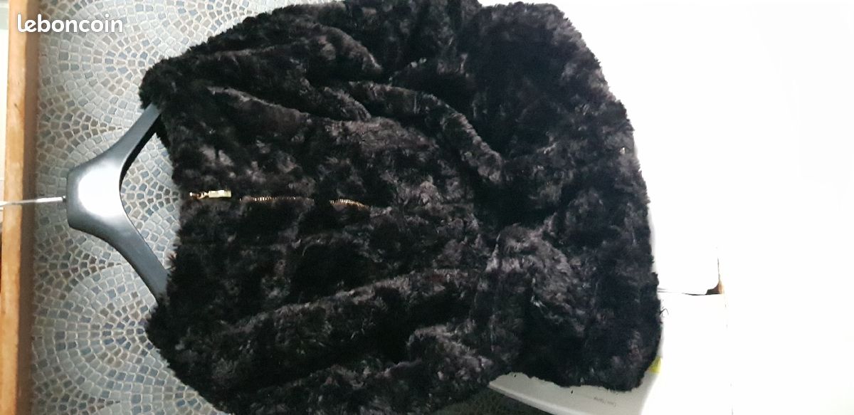 Magnifique Manteau Veste Fausse Fourrure noir Zara T.36 S (image 8)