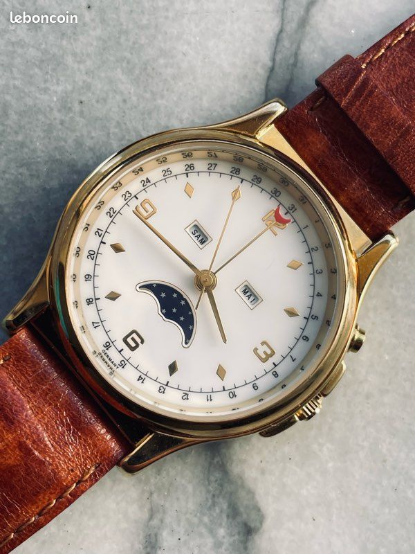 LANDERON CHRONOGRAPHE AUTOMATIC OR 18K VALJOUX 7751 TRIPLE DATES PHASE DE LUNE