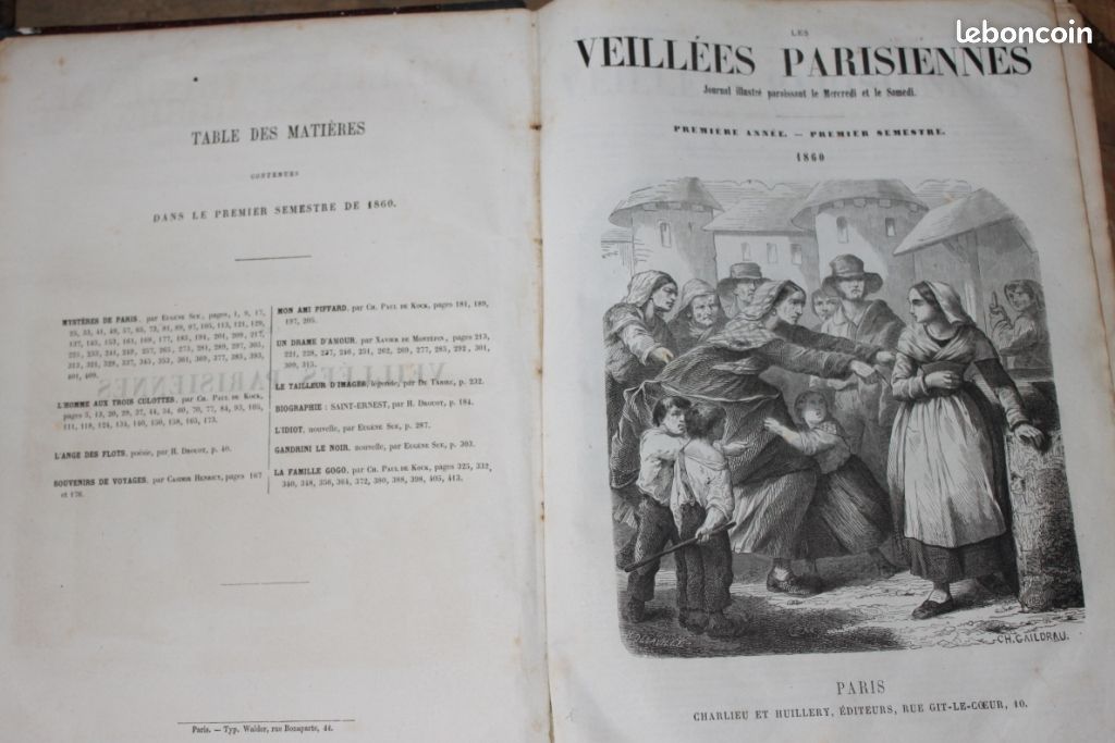 Livre ancien les veillées parisiennes - reliées - 1860 bouigane63 (image 3)