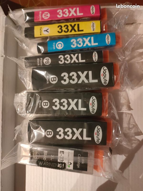 8 Cartouches d'encre pour Epson XP 33 XL - 1 majenta / 1 cyan / 1 jaune / 4 noires photo et et 1 noire (image 1)
