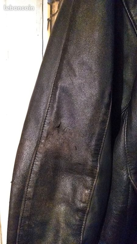 Blouson cuir noir vintage taille 48 XL-XXL (image 6)