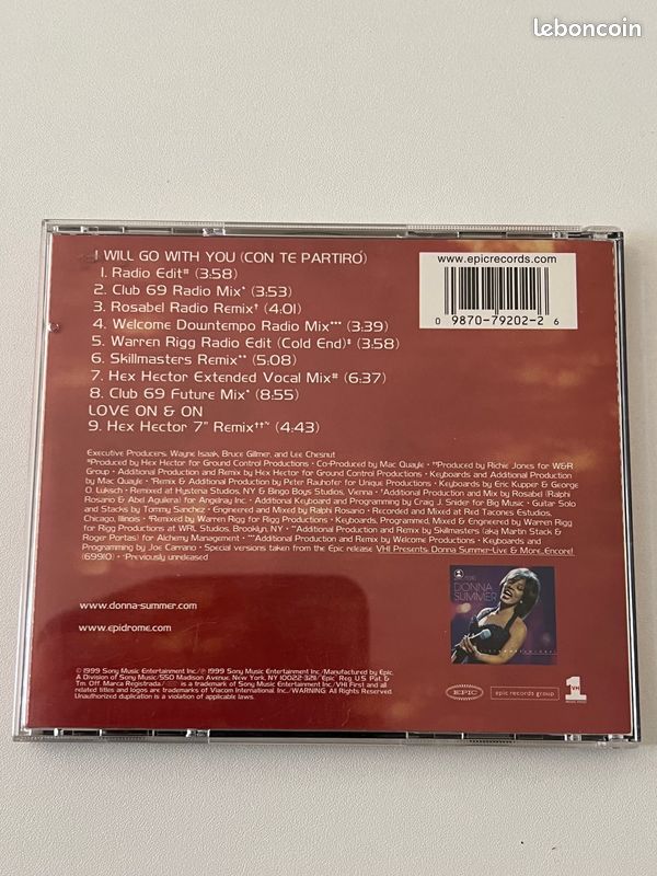 CD single Donna Summer I will go with you (con te partiro) (image 2)