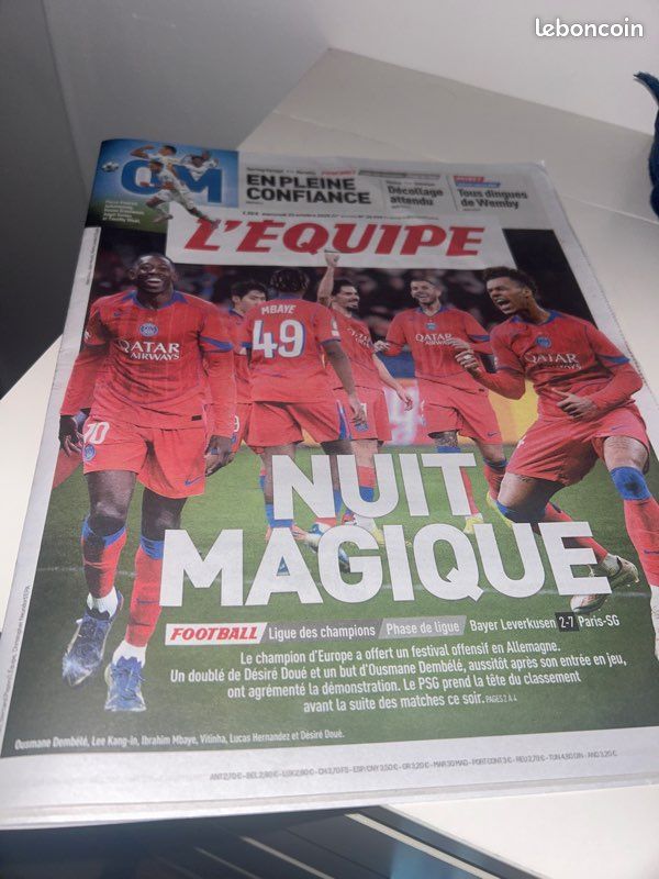Journal l’équipe nuit Magique victoire psg 7/2 bayer leverkusen (image 1)