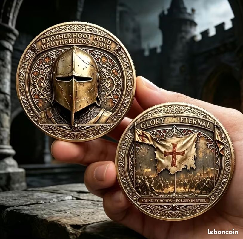 Pièces d'argent des Chevaliers Templiers - Médailles de défi personnalisées