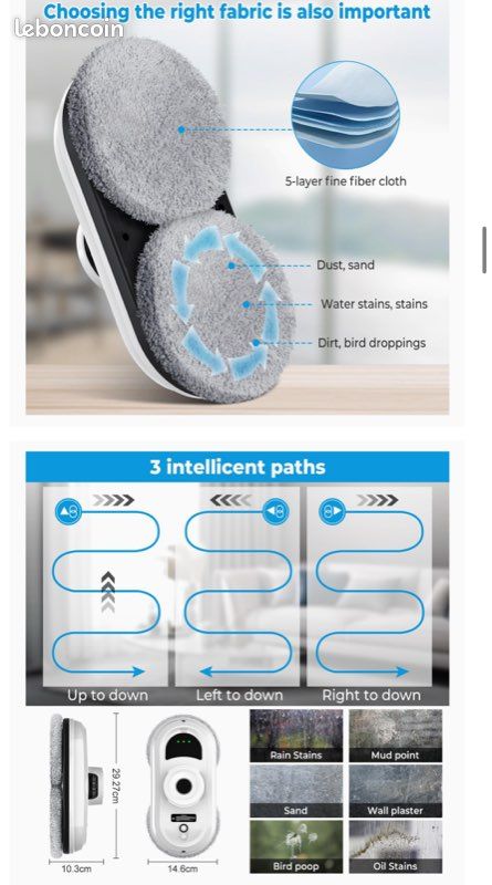 Fizuuye Robot Lave Vitre,5600Pa Robot Nettoyeur Vitre,Lave