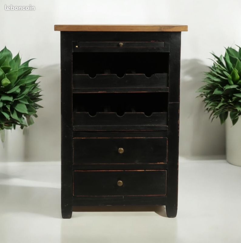 Meuble "porte bouteille" en bois Noir - Decouweb (image 1)