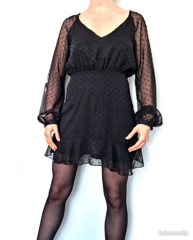 Robe patineuse noire manches longues Missguided (taille S) neuve (image 1)
