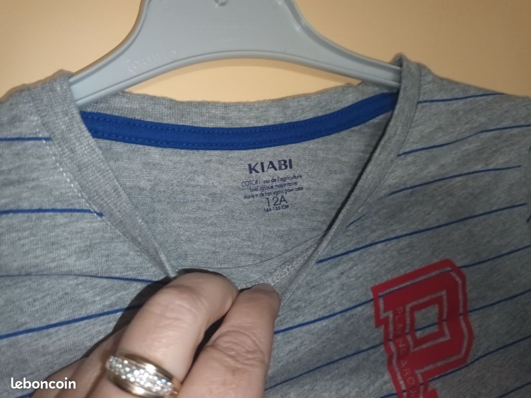 T-shirt m lg gris rayé en 12 ans (mam33133) (image 3)
