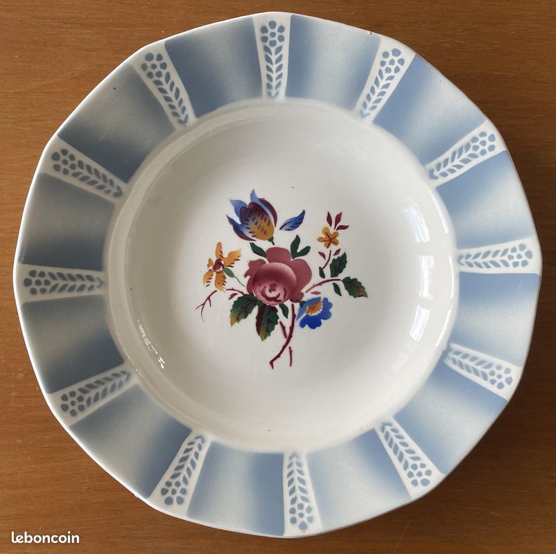 6 assiettes creuses anciennes en faïence de Sarreguemines (image 5)