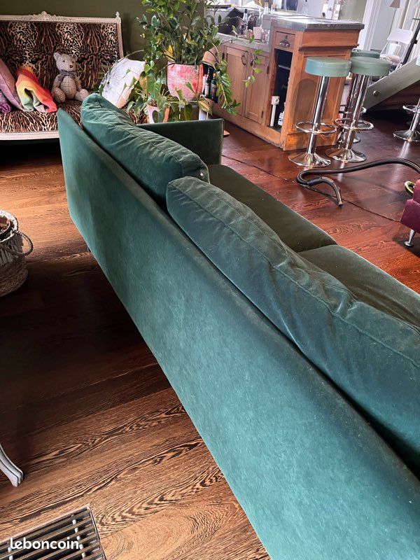 Canapé velours vert sits (image 3)
