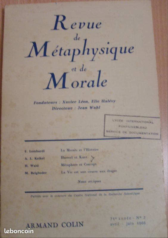 Revue de métaphysique et de morale * Cara69 (image 1)