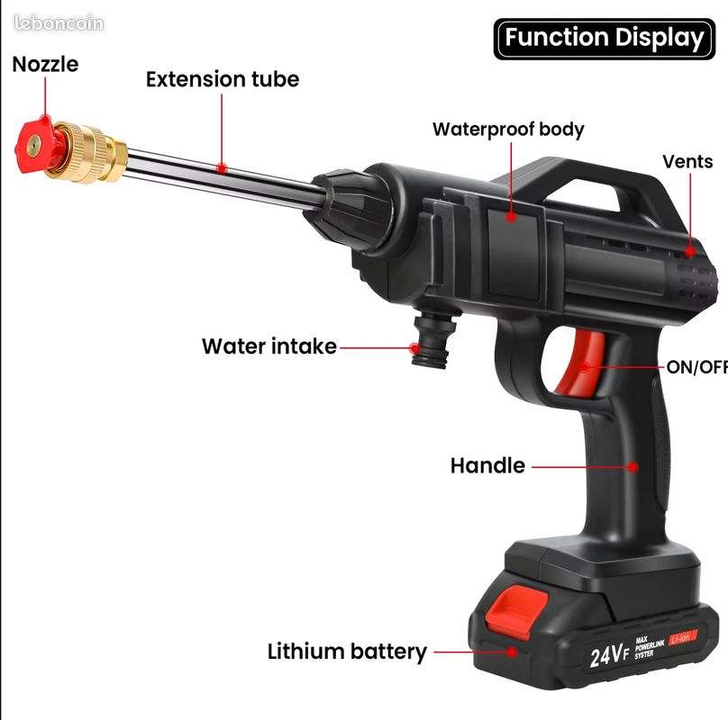 Lance Nettoyage Haute Pression 5000 PSI Avec 6 Extensions + 2 Tiges Courbes Et 6 Embouts - Pistolet Pour Nettoyeur Voiture, Maison, Terrasse