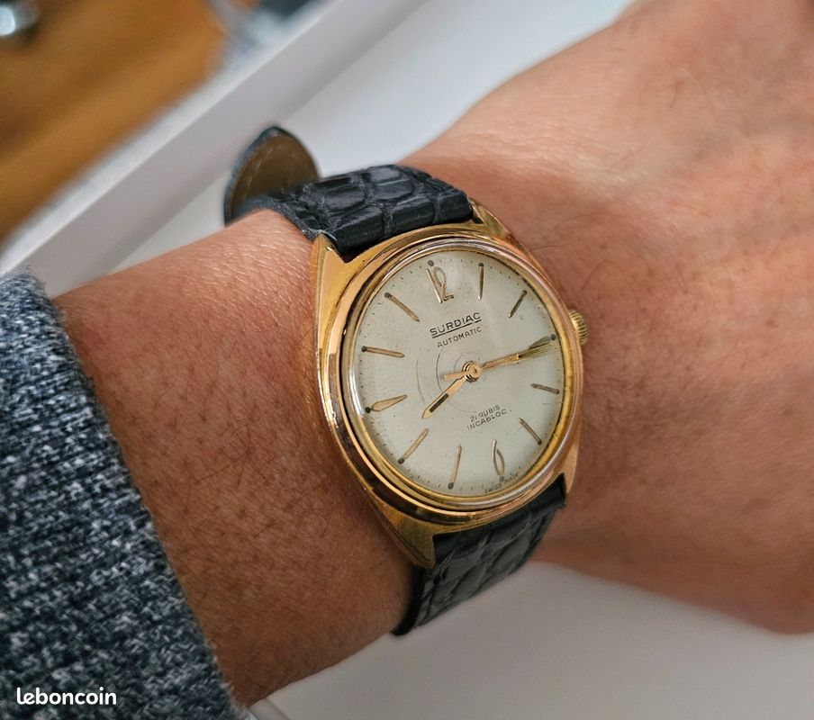 Montre vintage automatique suisse de marque SURDIAC, 36mm (image 5)
