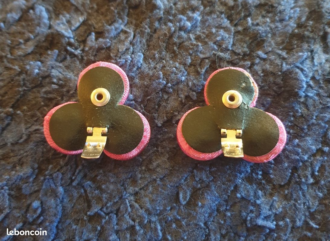 Anciens Clips à Chaussures Or Et Noir Satin - Accessoire Vintage Amovible Pour Mariage