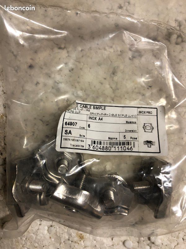 Serre câble inox A4 pour câble 6mm neuf (image 1)