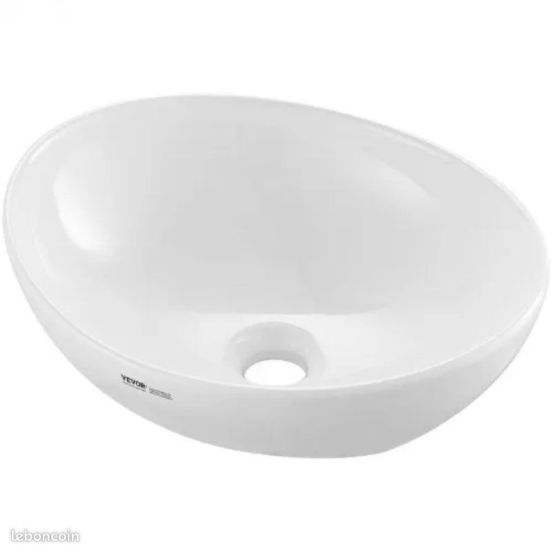 Lavabo à Poser Céramique Blanc Ovale 605x380 Mm - Bestpriceparts - Neuf Avec Garantie 2 Ans