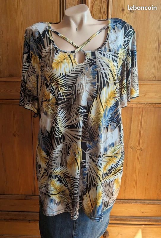 Blouse Femme Imprimé Tropical – Taille Unique, Neuve Avec étiquettes, Style Bohème