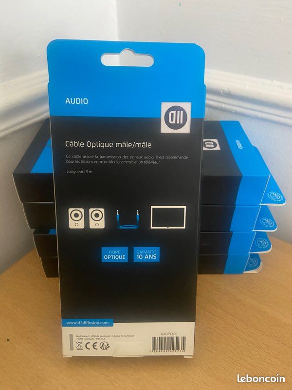 Câble Optique Audio 5m Neuf D2Diffusion (Unité ou Lot de 5) (image 2)
