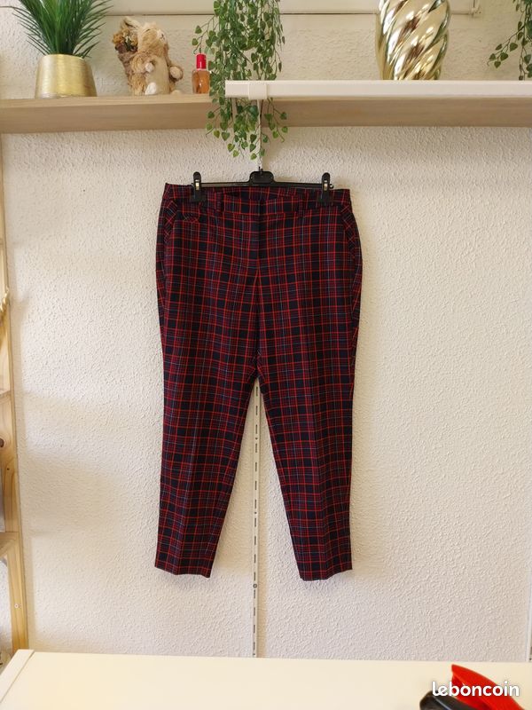 Pantalon à carreaux tartan rouge et bleu marine — s.Oliver (T46 / XXL) (image 13)