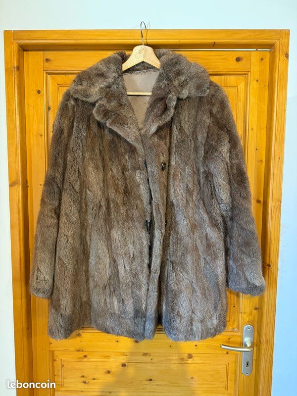 Veste Fourrure Lapin – Marron – Taille 38/40 – Neuf Sans étiquettes – Coupe Vent – Fabriqué En France