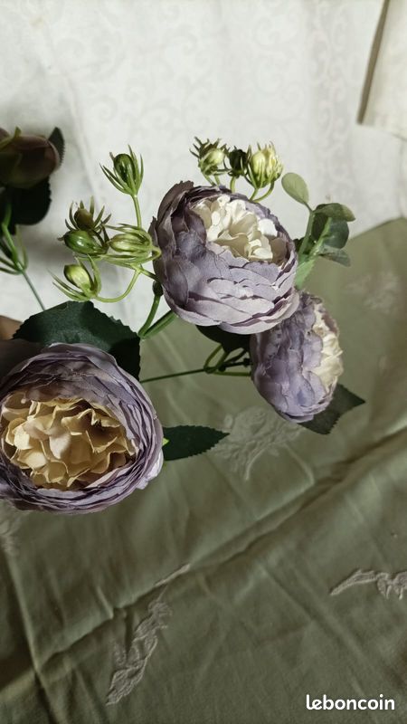 Branche pivoines artificielles shabby chic romantique 30 cm déco mariage (image 2)