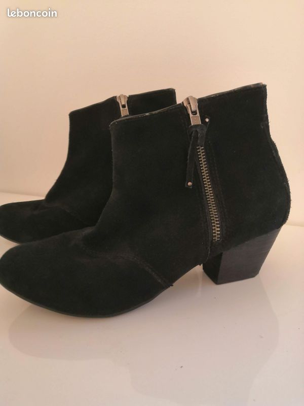Bottines femme daim noir (39) (image 12)