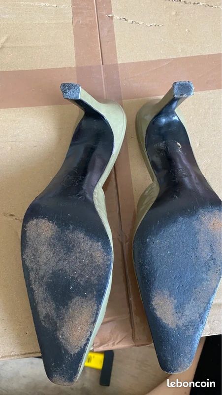 Sandales Mules Charles Jourdan Talons Hauts – Cuir Noir Et Gris Lucite – Pointure 8.5 US – Neuves Avec Boîte