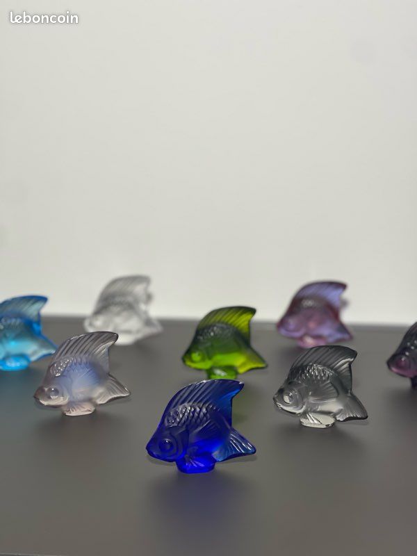 Lot de 12 poissons en cristal Lalique – Collection multicolore – Signés (image 8)