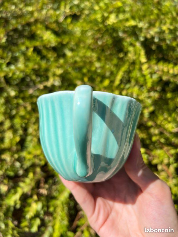 🩵 Service 2 tasses + 2 sous-tasses turquoise en céramique El Corte Inglés (image 10)