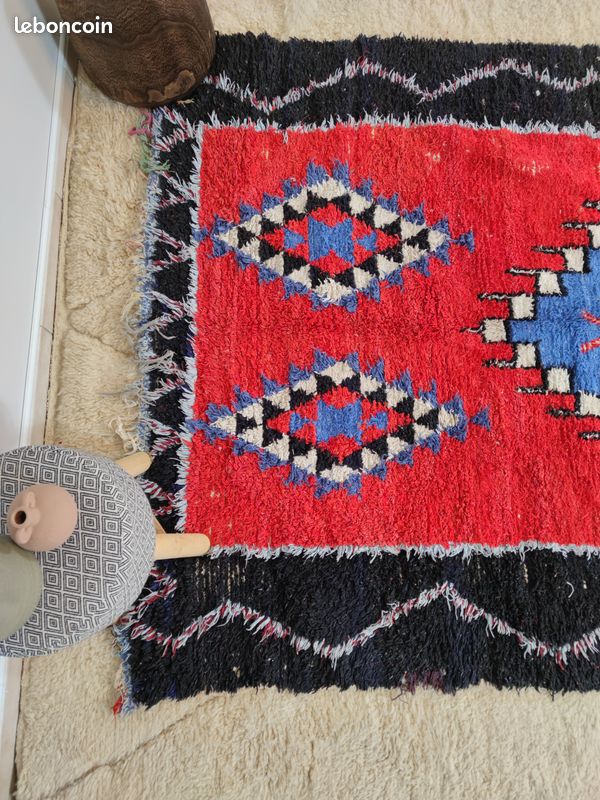 Tapis berbère Boucherouite vintage fait main (image 3)