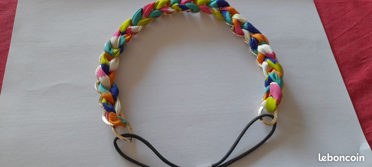 Serre tête " vintage" multicolore - Etat neuf - tissus et métal (image 2)