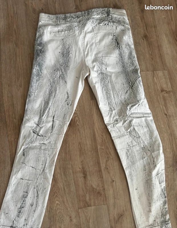 Elisa cavaletti pantalon vintage italien argenté effet craquelé taille 40 (image 3)