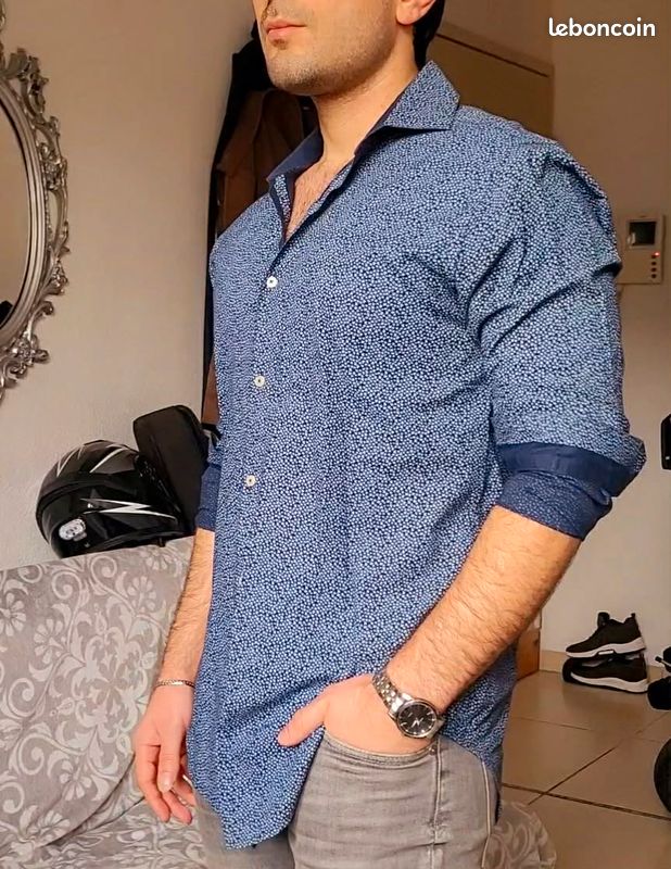 Chemise Zara Homme Slim Fit – Blanche – Taille EUR L (39/40) – Très Bon état