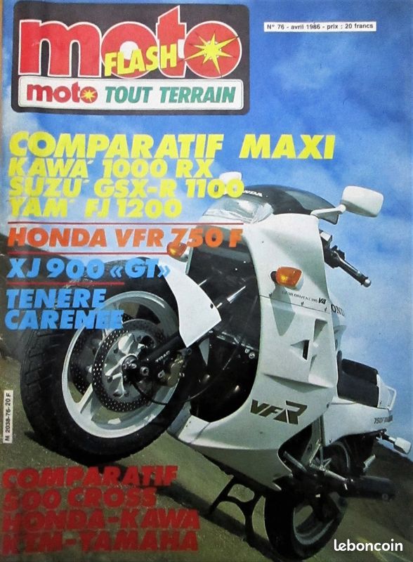 Moto Flash 76 HONDA 750 VFR Suzuki 1100 GSXR Ymaha FJ 1200 Kawasaki 1000 RX 500 Cross Honda 500 CR KTM 500 2T Kawasaki 500 KX Yamaha 490 YZ GOUIRAND (image 1)