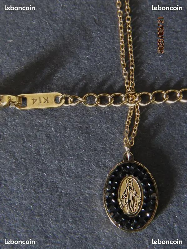 Médaille Vierge Marie En Plaqué Or Avec Chaîne Et Boîte - Ensemble Neuf ASCALIDO