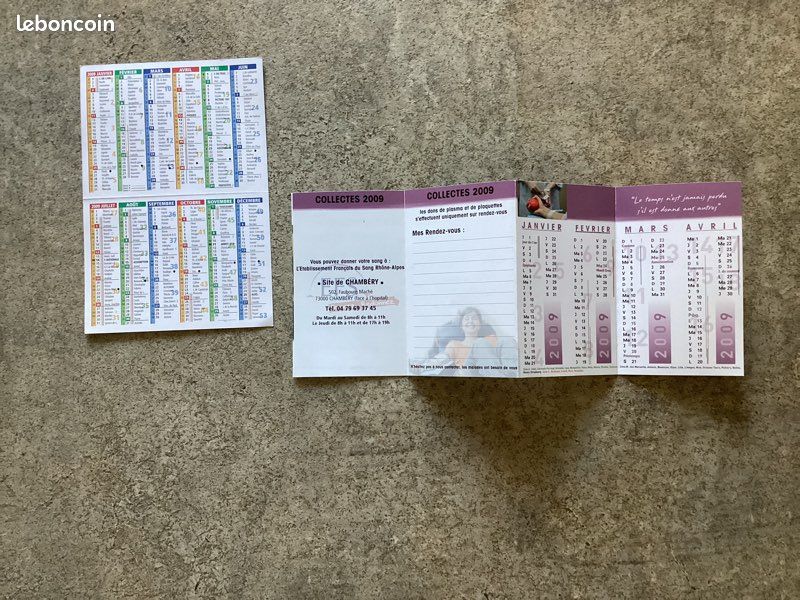2 calendriers publicitaires, calendriers de poche, 2009 (image 2)