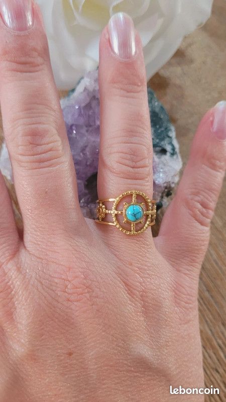 Bague doré pierre turquoise (image 3)