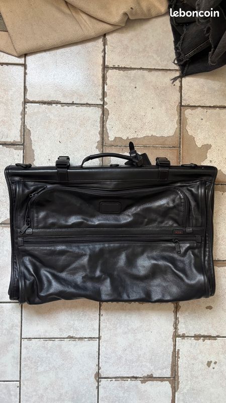 TUMI Alpha Leather Garment Bag • Executive Travel Business Luxe Carry-On Black Leather (image 1)