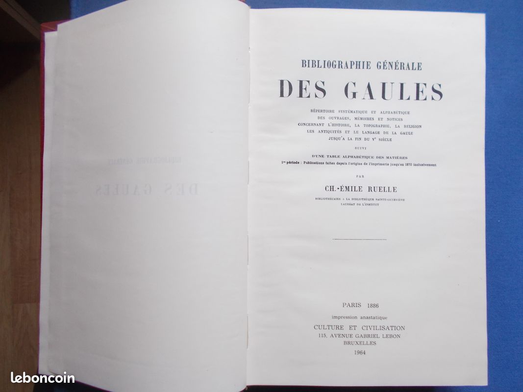 Bibliographie générale des gaules. RUELLE Ch.-É (image 1)