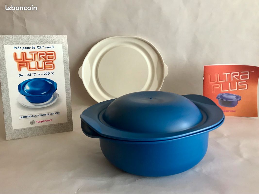 Neuf dans emballage - Cocotte Ultra Plus ronde, 2 litres, pour cuisson four traditionnel ET micro ondes ET congélation, + notice + livret de recette + couvercle de conservation, Tupperware (image 5)