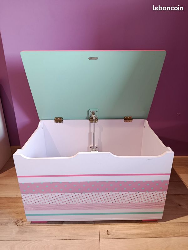 Coffre à Jouets Sur Roulettes 45L - Rangement Enfant, Boîte De Rangement Pratique Et Mobile, Rose