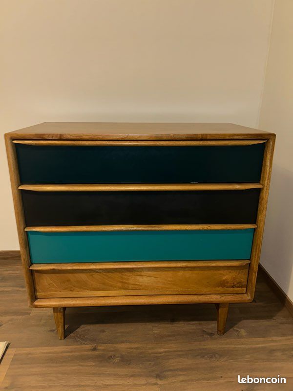 Casa Padrino Commode Baroque avec 4 tiroirs Noir/Or - Commode en Bois