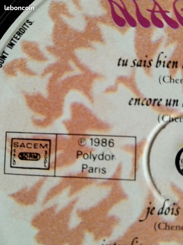 Disque vinyle Niagara Encore un dernier baiser de 1986 (image 7)