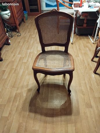 Lot De 6 Chaises Salle à Manger En Merisier - Assise Cannée - À Récupérer Sur Place